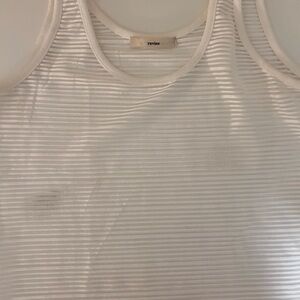 See through and white Striped Tank Top